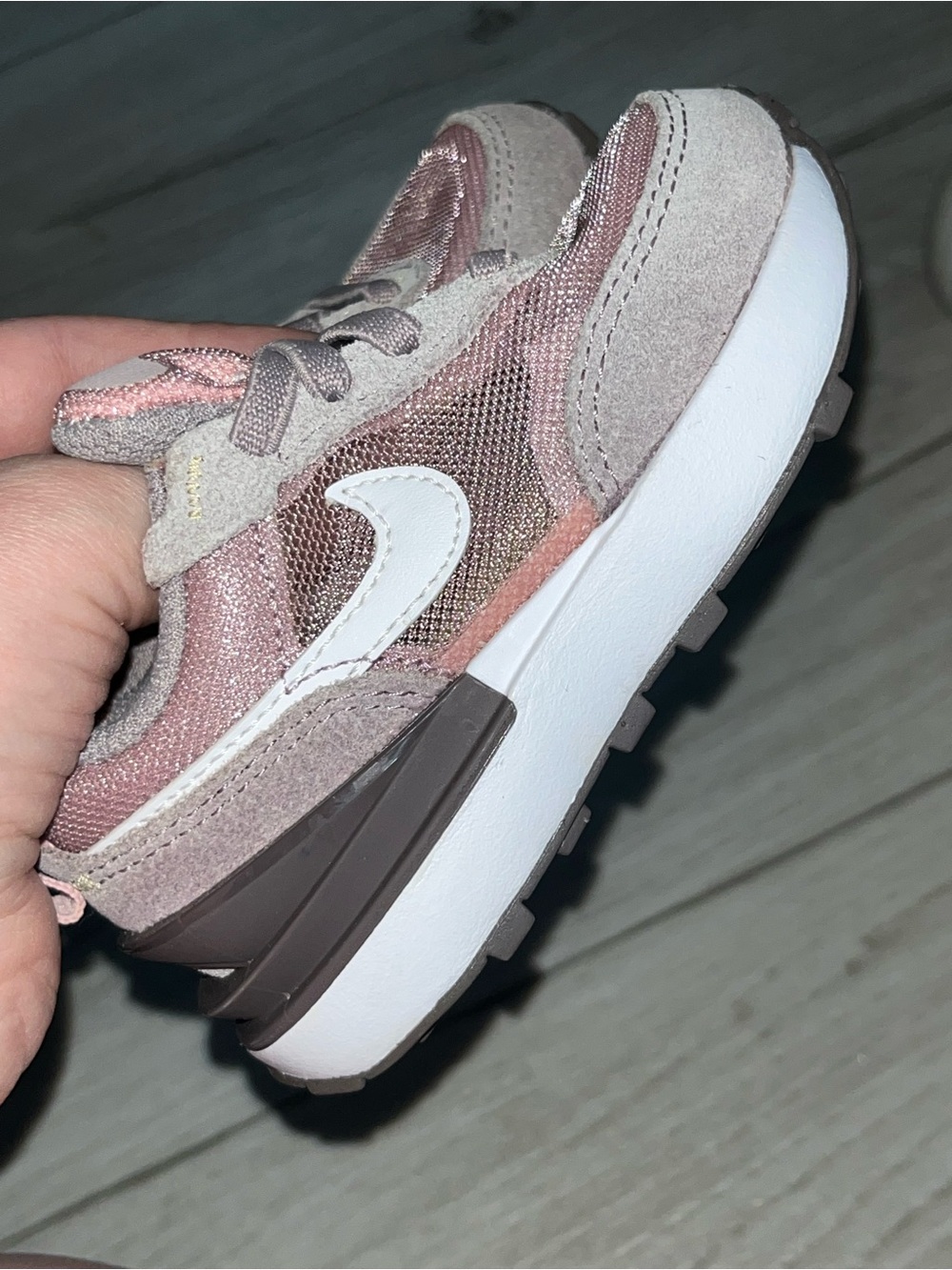 Nike Kids Pink & White Mesh Suede Sneaker
